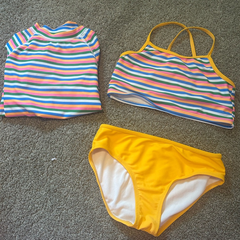 Joe Fresh Yellow and White Striped Bikini Top